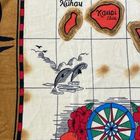 Vintage AJW Hawaii Islands Bath Beach 60"x30" Towel Maui Nuhau Molokai Kauai Map - Picture 6 of 8